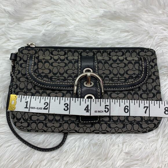 COACH Black Gray Signature Canvas Wristlet - Picture 9 of 10